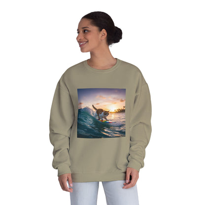 Surfing Cat Unisex NuBlend Crewneck Sweatshirt style 2