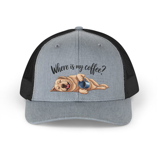 Where Is My Coffee? Sleeping dog Retro Cap Trucker Hat