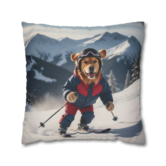 Skiing Dog Graphic Fun & Cozy Decorative Pillowcase