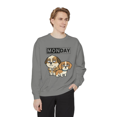 Monday Face Dog Stares Blankly Unisex Crewneck Sweatshirt style 1