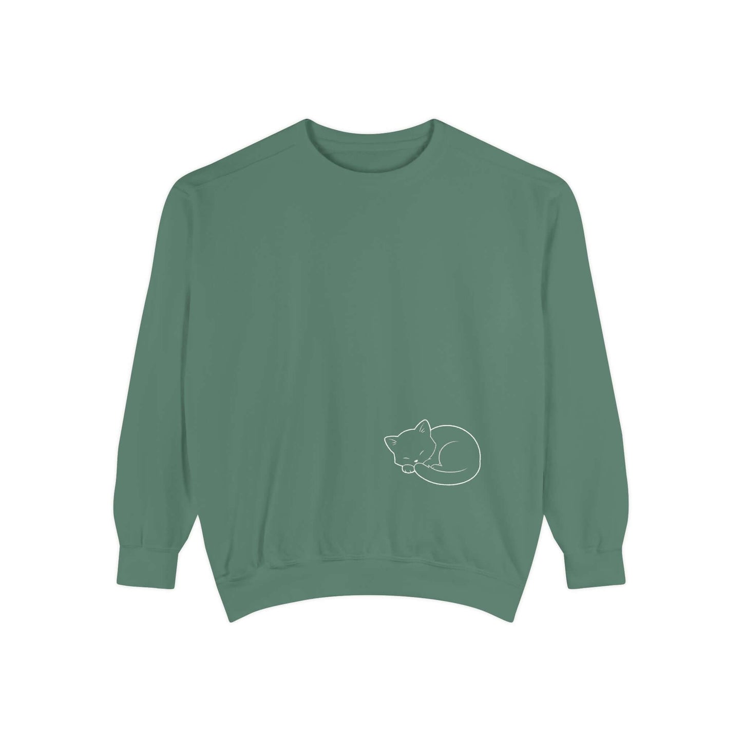 Sleeping cat shadow Graphic Unisex Crewneck Sweatshirt style 1 White