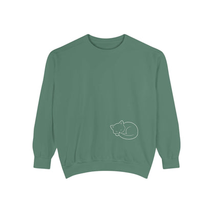 Sleeping cat shadow Graphic Unisex Crewneck Sweatshirt style 1 White