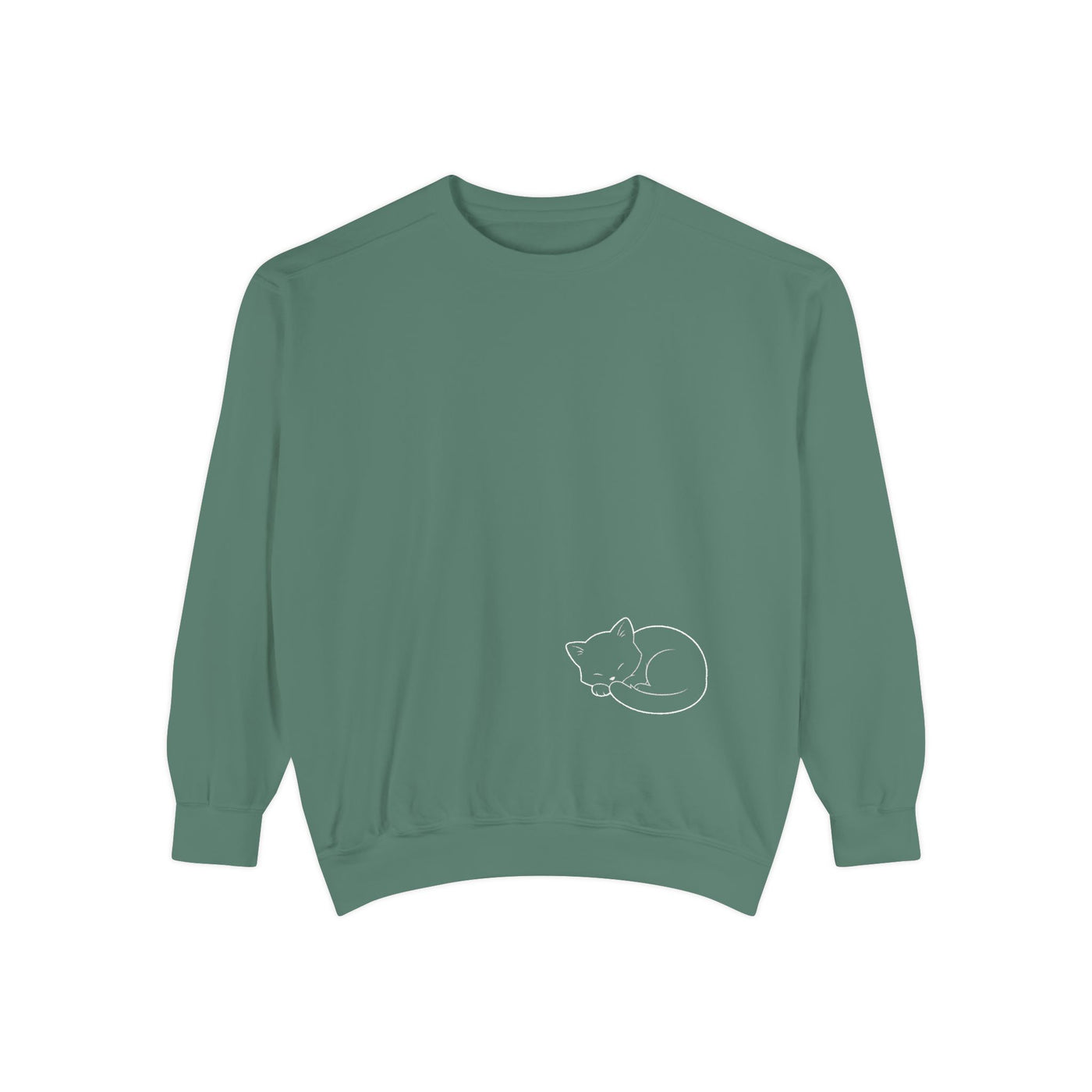 Sleeping cat (White) shadow style 1 Cozy Graphic Unisex Crewneck Sweatshirt