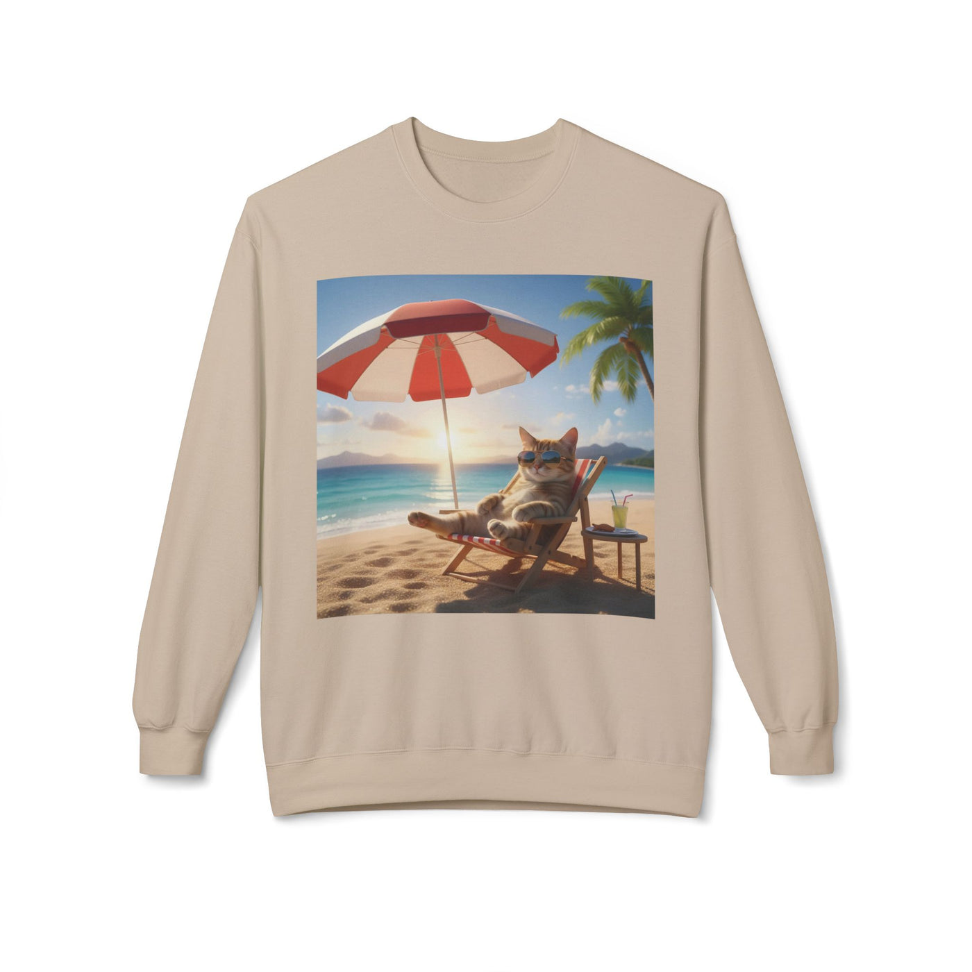 Beach Vibes Cat Crewneck Sweatshirt