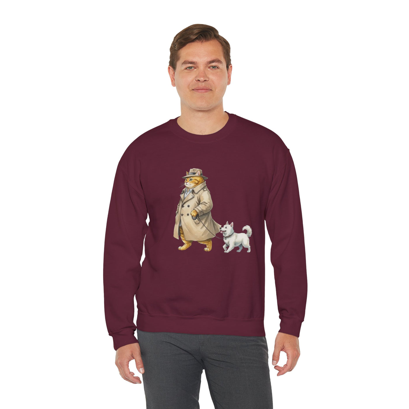Watercolor painting style 11 Men & Women Cute Cat Pile Crewneck Sweatshirt