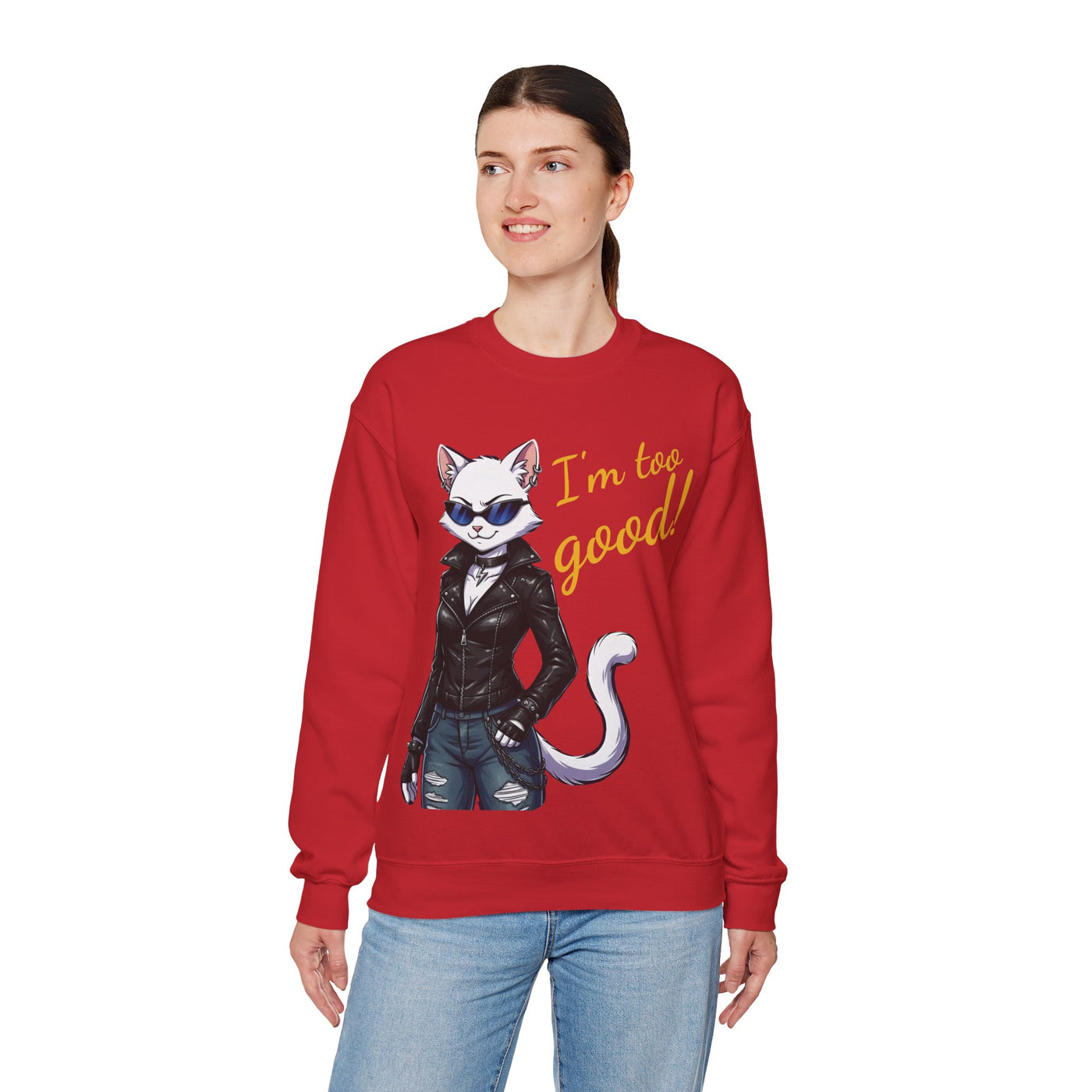 Cool Cat style 3 Unisex Crewneck Sweatshirt | Cozy Gift for Cat Lovers, Casual Wear, Unique Graphic Sweatshirt, Birthday Gift, Everyday Style