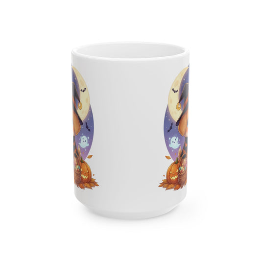 Halloween Themed style 1 Ceramic Mug, Cozy Fall Coffee Cup, Ghosts & Pumpkins Design, Seasonal Gift, Spooky Mug for Halloween Celebrations