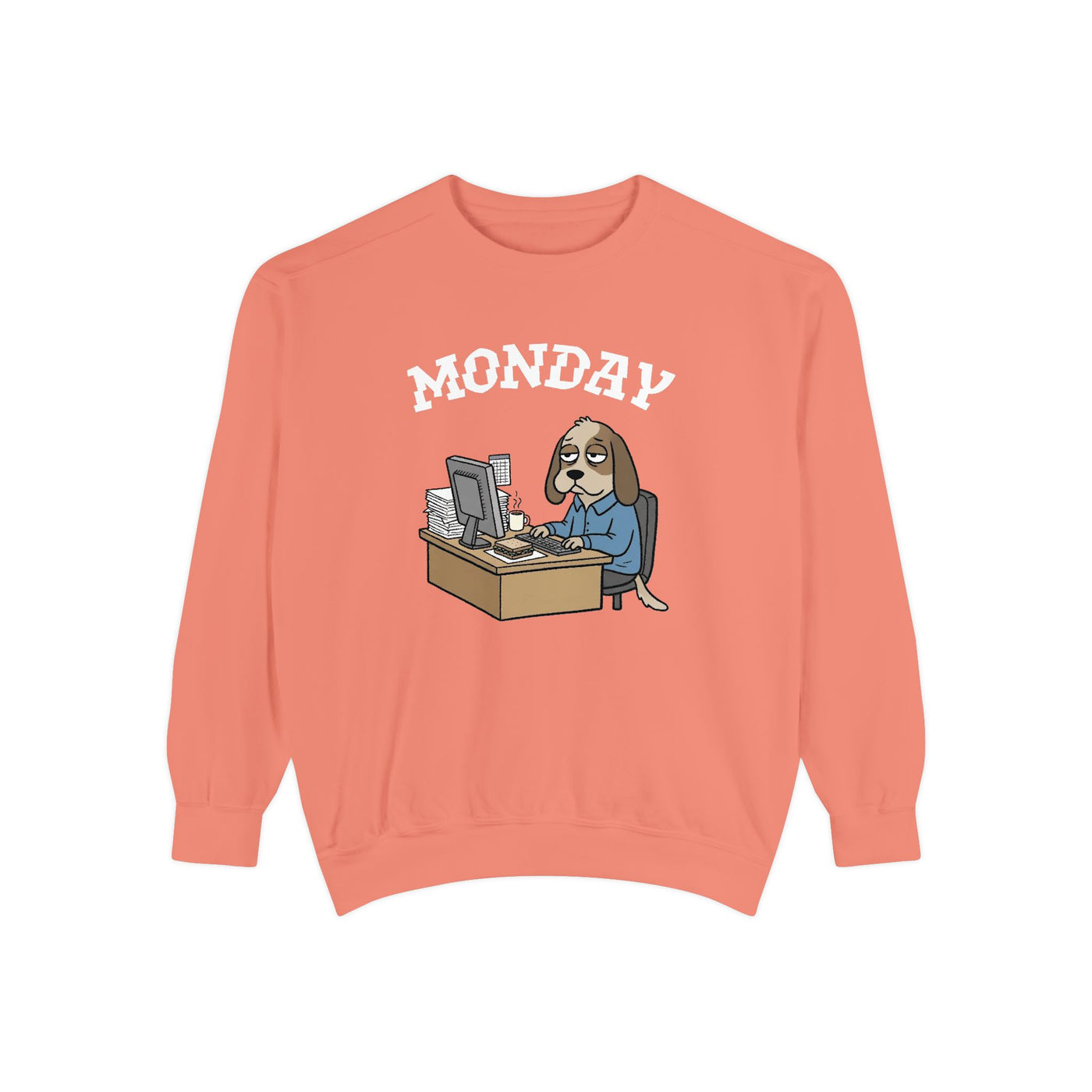 Monday Face Dog Stares Blankly Unisex Crewneck Sweatshirt style 4