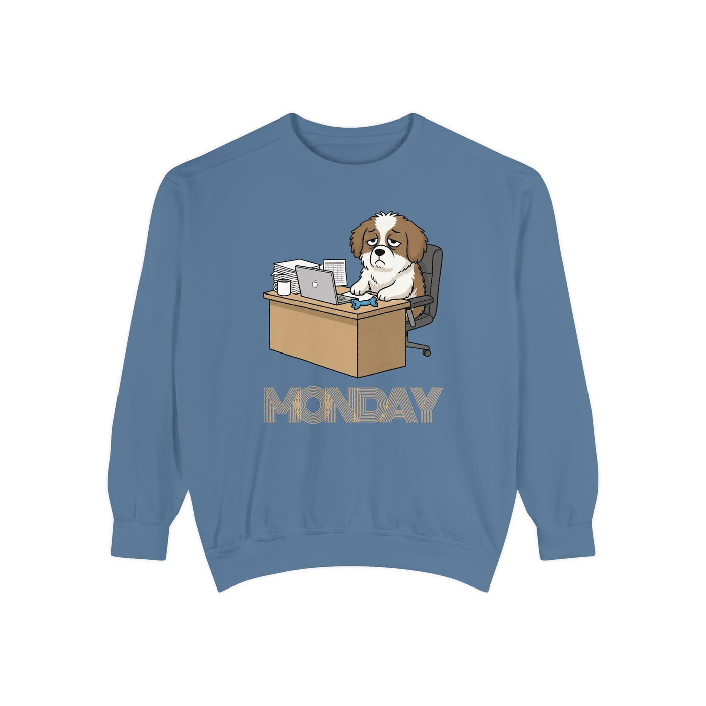 Monday Face Dog Stares Blankly Unisex Crewneck Sweatshirt style 3