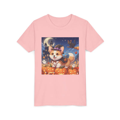 Halloween cute puppy anime style 4 Youth Tee, Short Sleeve T-Shirt, Kids Halloween Apparel, Cute Dog Tee, Fall Outfit for Children