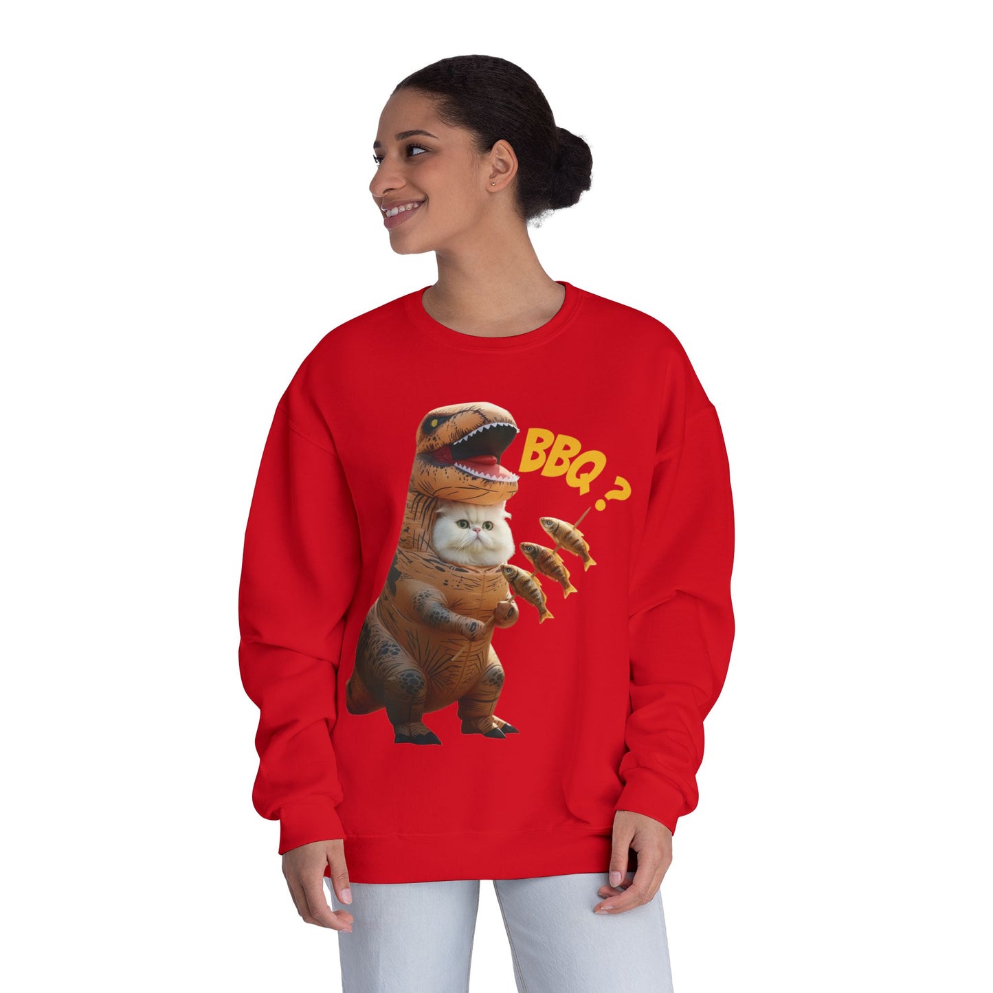 Tyrannosaurus Cat BBQ Unisex NuBlend Crewneck Sweatshirt