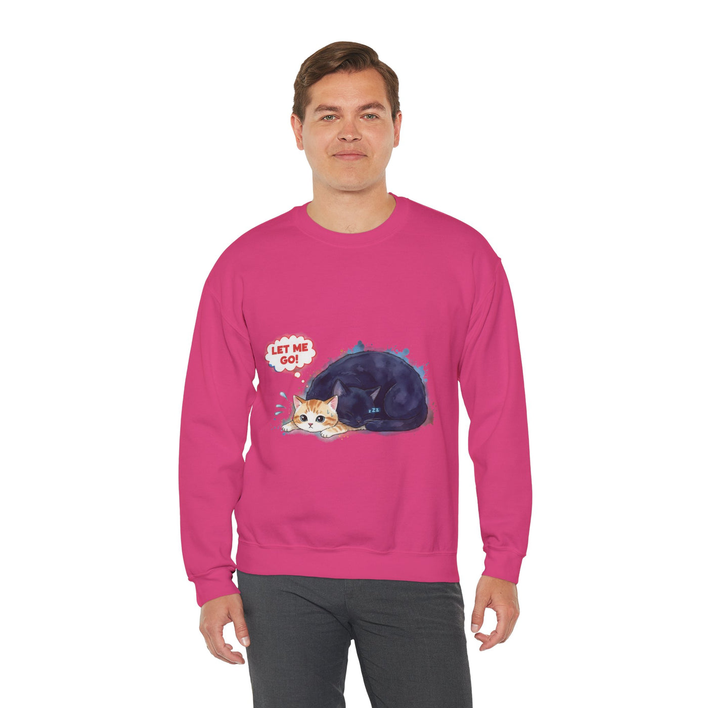 Watercolor painting style 1 Men & Women Cute Cat Pile Crewneck Sweatshirt