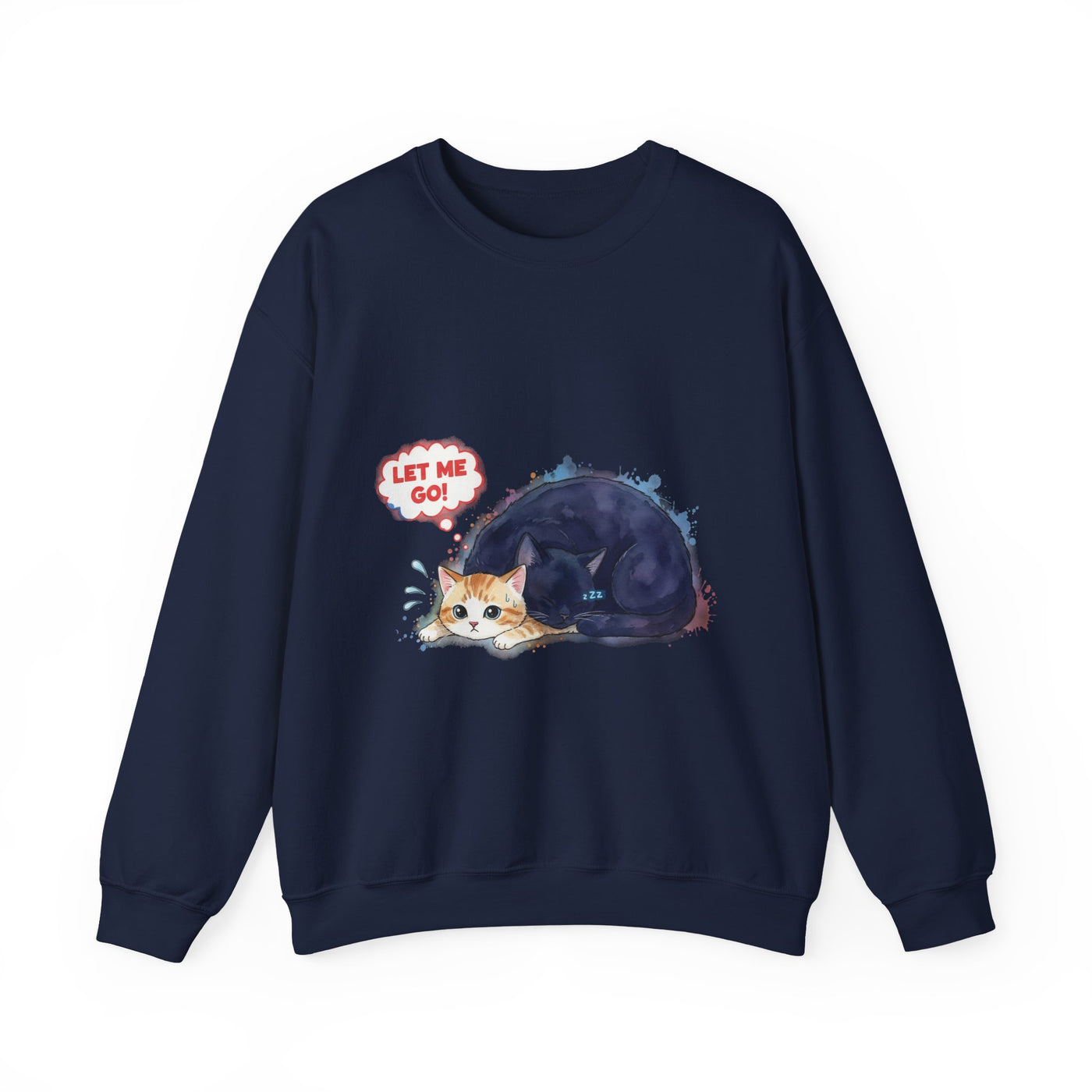 Watercolor painting style 1 Men & Women Cute Cat Pile Crewneck Sweatshirt