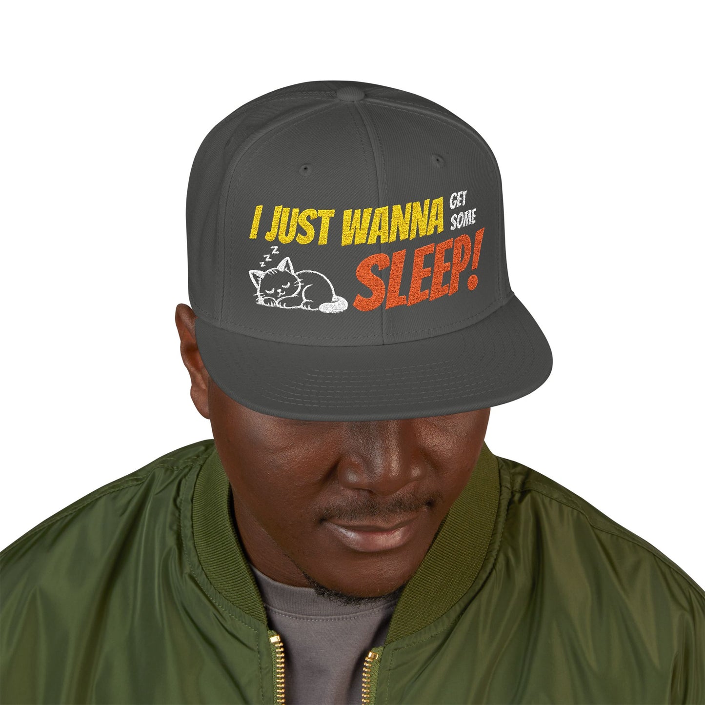 I just wanna get some sleep Embroidered Cute Cat Snapback Hat