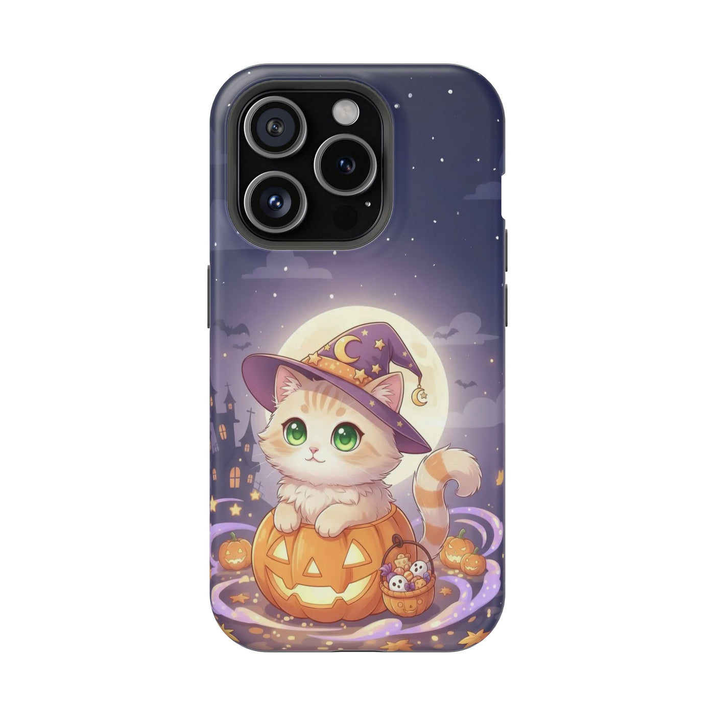 Halloween cute kitten anime style 4 Magnetic Phone Case, Cat Lover Gift, Impact-Resistant iPhone Case, Funny Pet Accessory, Unique Animal Design