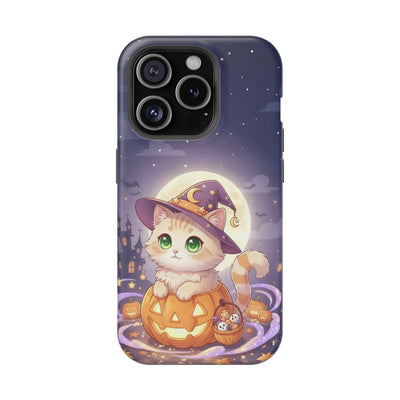 Halloween cute kitten anime style 4 Magnetic Phone Case, Cat Lover Gift, Impact-Resistant iPhone Case, Funny Pet Accessory, Unique Animal Design
