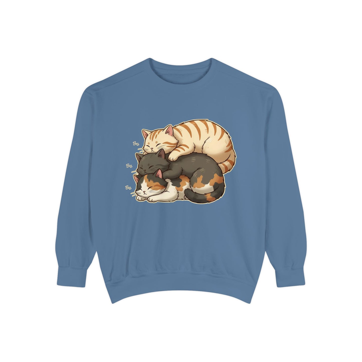 3 Cute Sleeping Cats Cozy Graphic Unisex Crewneck Sweatshirt style 4