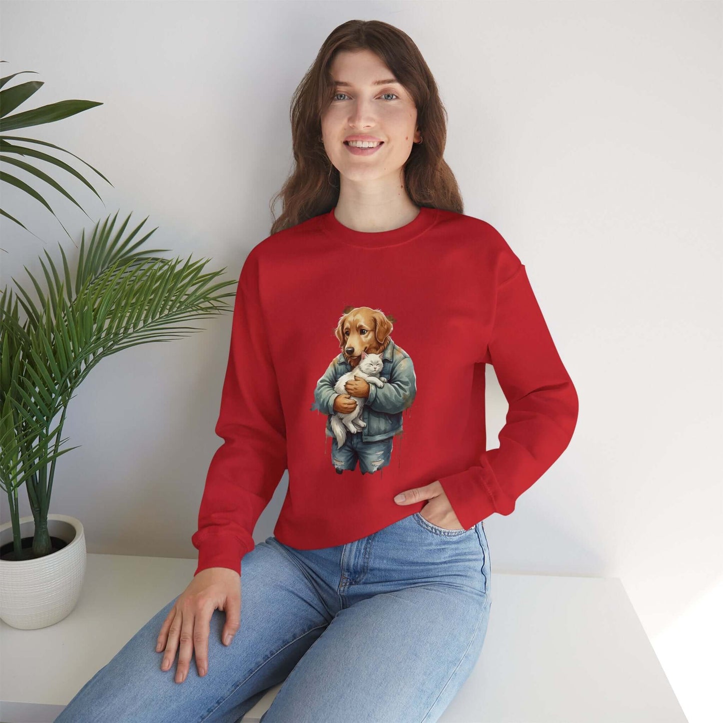 Watercolor Dog painting Unisex Crewneck Sweatshirt style 6