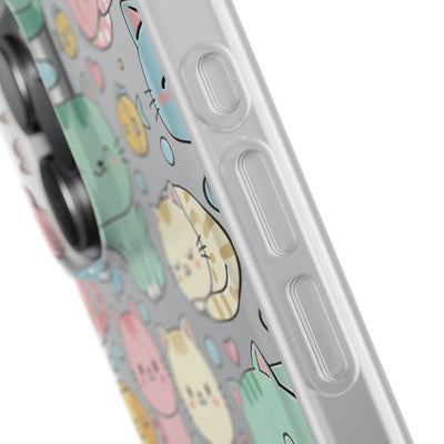 Kawaii Colorful Cat Pattern iPhone 15 / 16 / 17 series Flexi Case