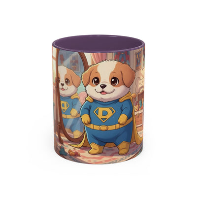 Super Pup Coffee Mug - Cute Puppy in Superhero Costume Accent Mug 11oz