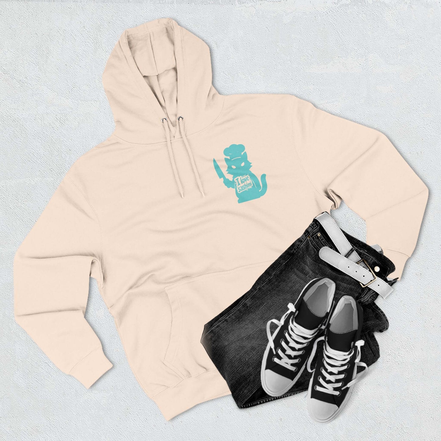 Cat Love Sashimi Graphic Unisex Fleece Hoodie