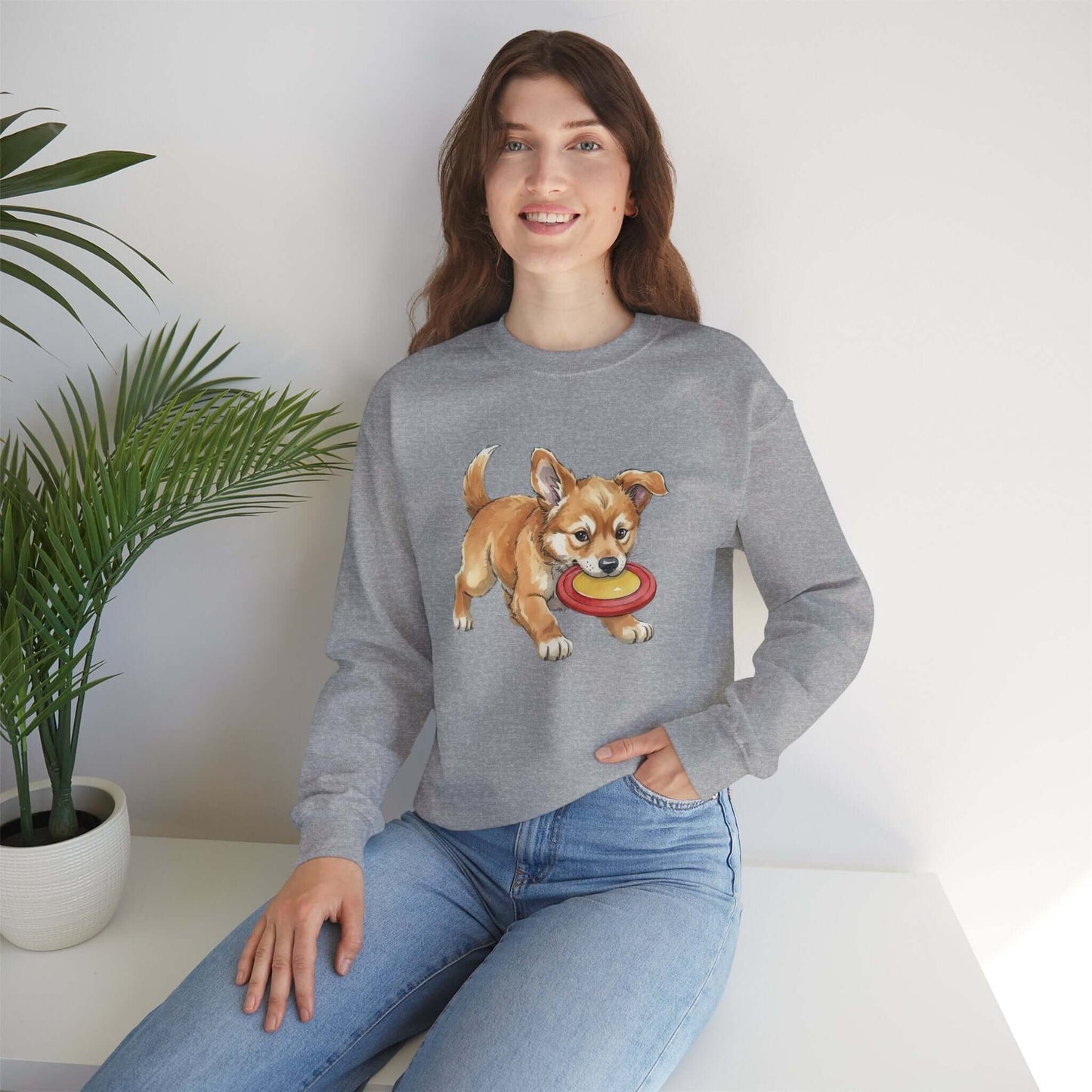 Watercolor Dog painting Unisex Crewneck Sweatshirt style 5