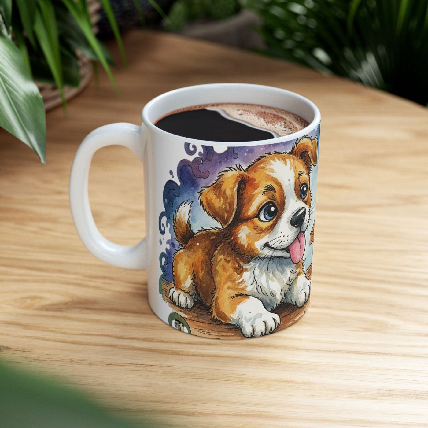 Cute Puppy with Thanksgiving Turkey Ceramic Mug 11oz