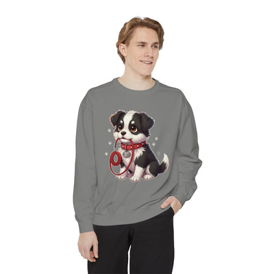 Cute Dog Walk Time style 1 Cozy Graphic Unisex Crewneck Sweatshirt