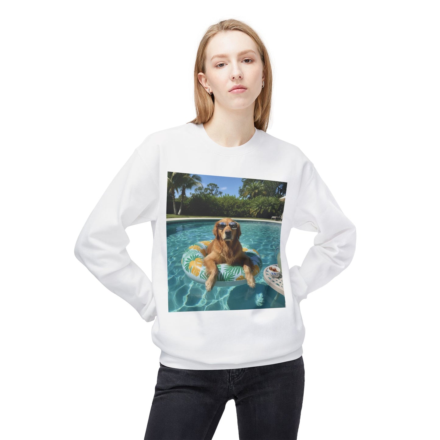 Swimming Pool Vibes Graphic Dog Unisex Crewneck Sweatshirt