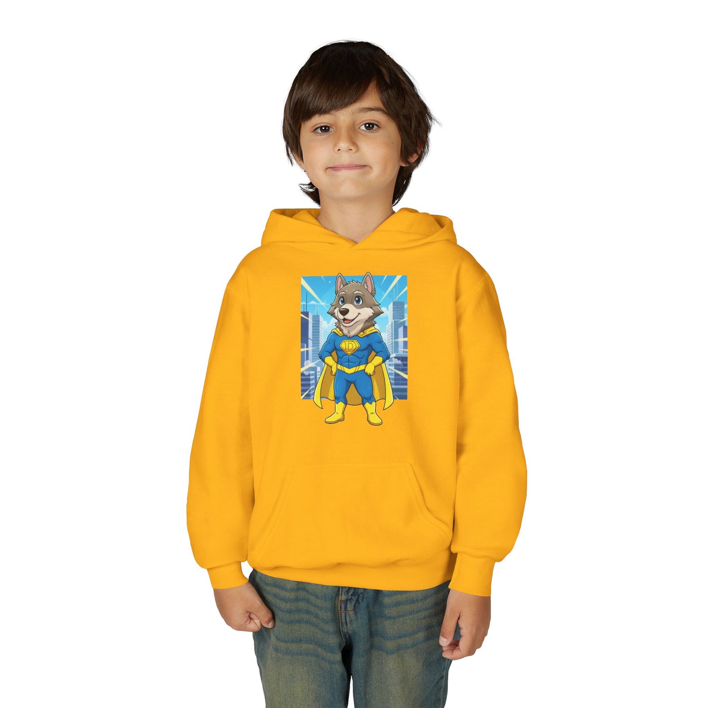 Dog cosplay Superman Funny Design Unisex Kids Hoodie style 1