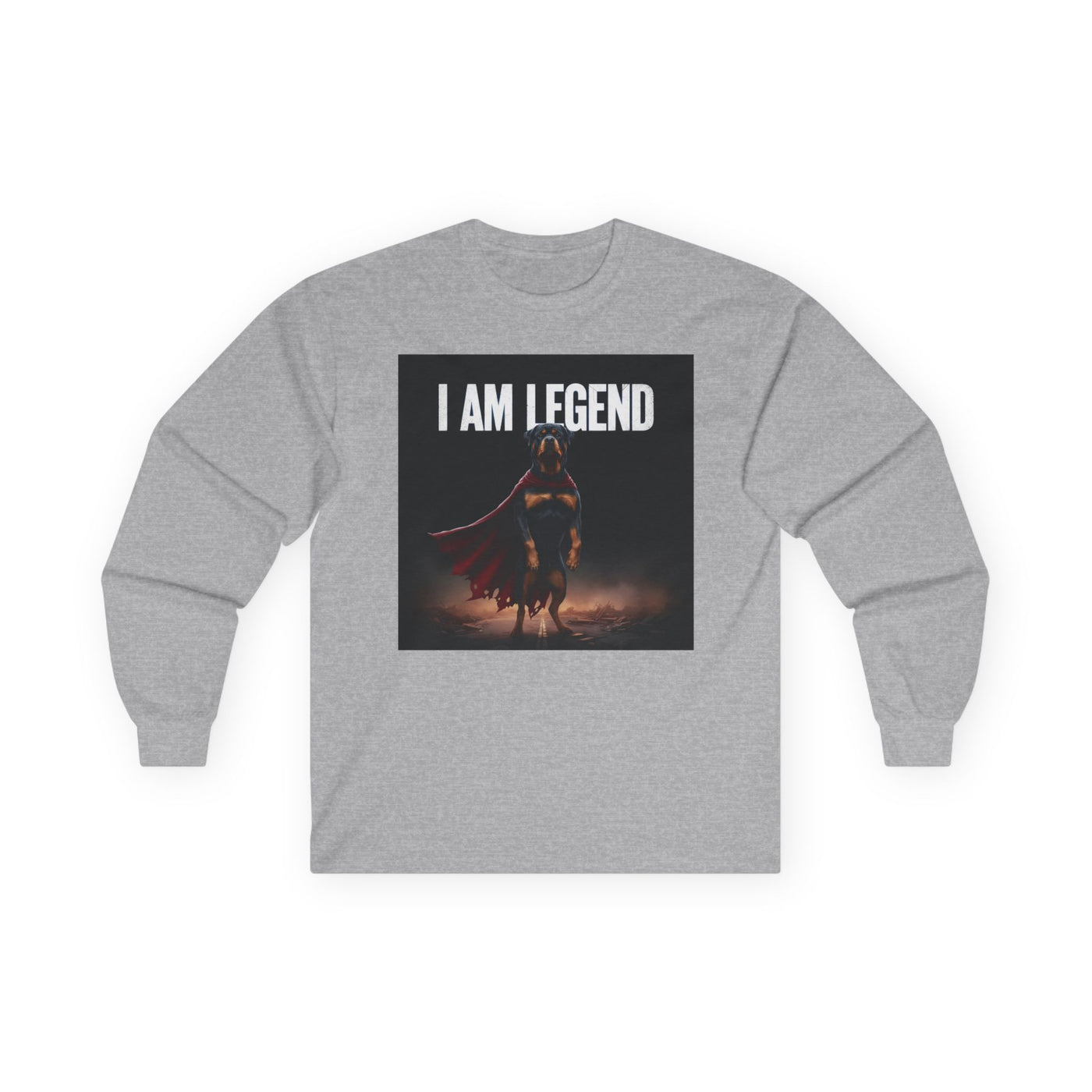 I Am Legend Dog Unisex Long Sleeve Tee - Stylish Graphic Shirt for Superhero Fans