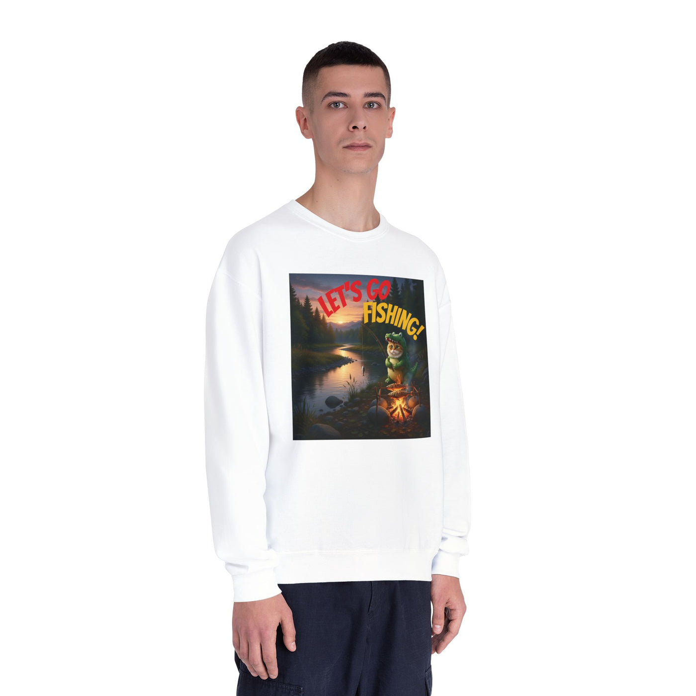 Crocodile Cat Fishing style 1 Unisex NuBlend® Crewneck Sweatshirt