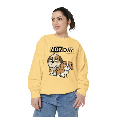 Monday Face Dog Stares Blankly Unisex Crewneck Sweatshirt style 1