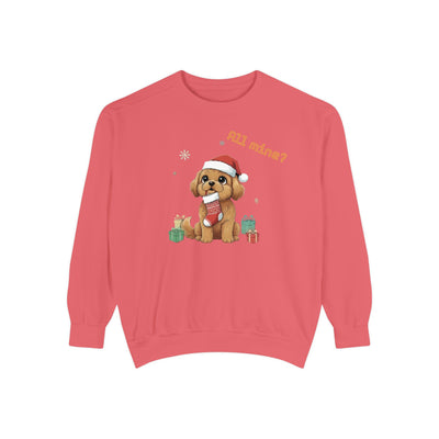 Cute Puppy waiting for Christmas presents style 8 Cozy Graphic Unisex Crewneck Sweatshirt