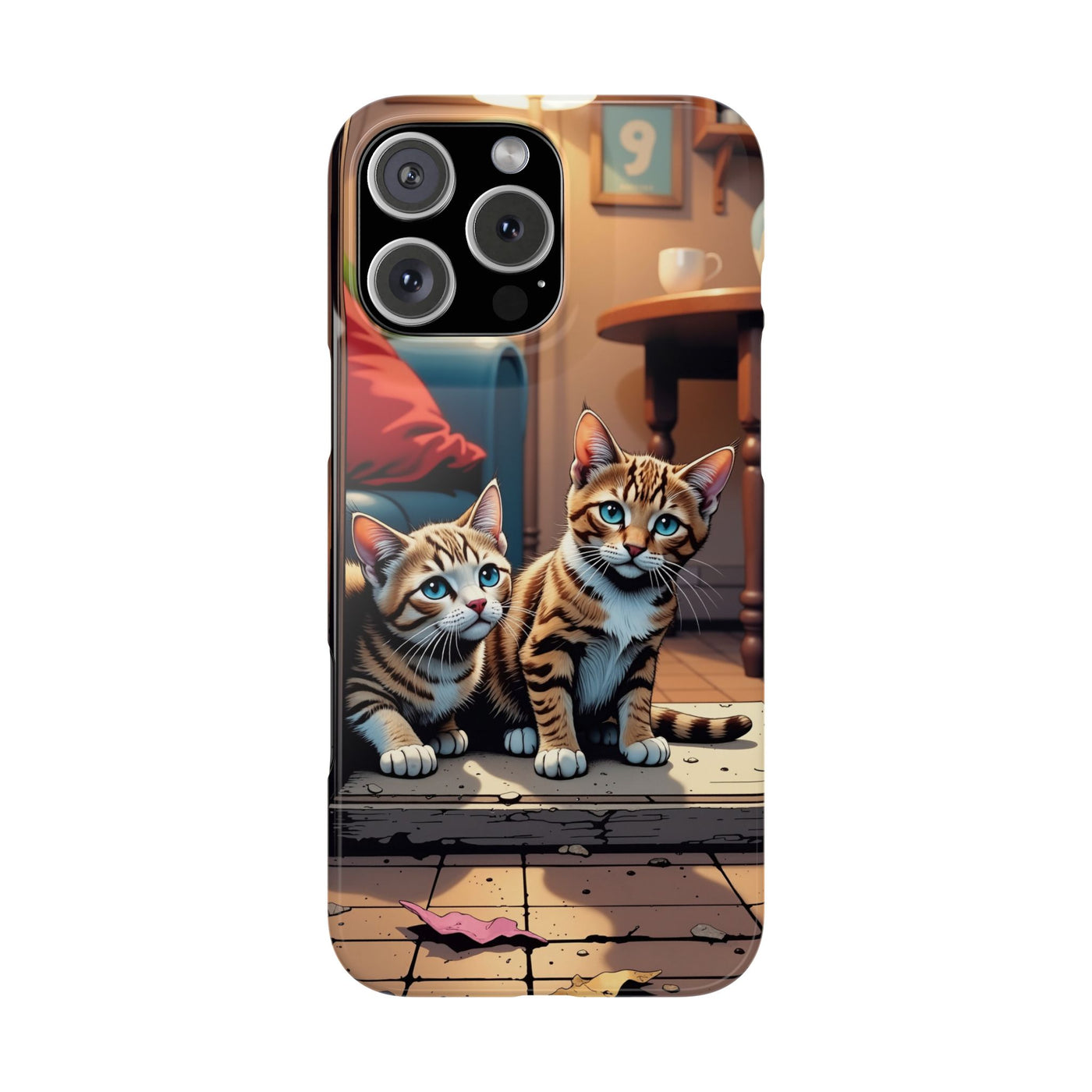 Cute Cats Slim Phone Case comic style 1, Cat Lover Gift, Impact-Resistant iPhone Case, Funny Pet Accessory, Unique Animal Design