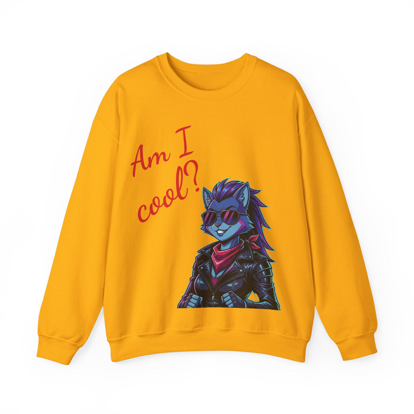 Cool Cat style 2 Unisex Crewneck Sweatshirt | Cozy Gift for Cat Lovers, Casual Wear, Unique Graphic Sweatshirt, Birthday Gift, Everyday Style