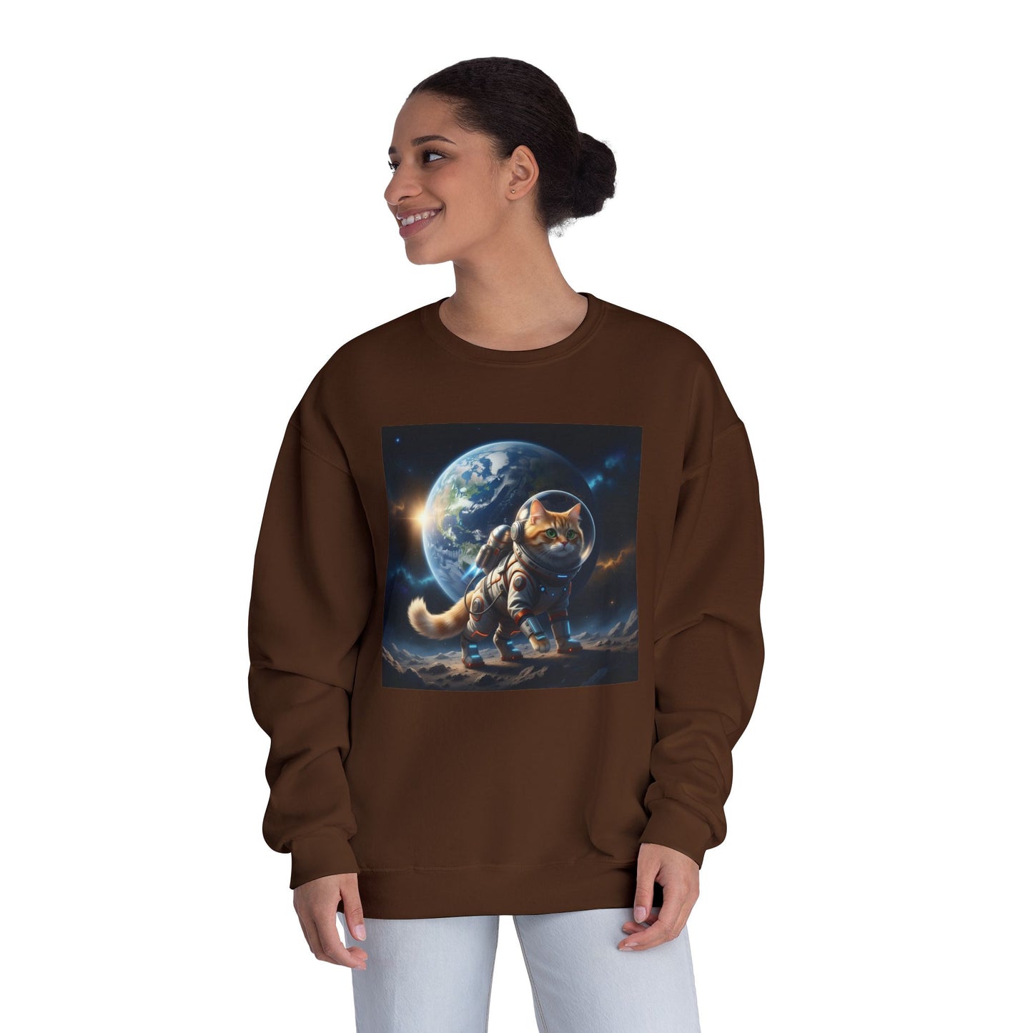 Space Cat Unisex NuBlend Crewneck Sweatshirt style 1