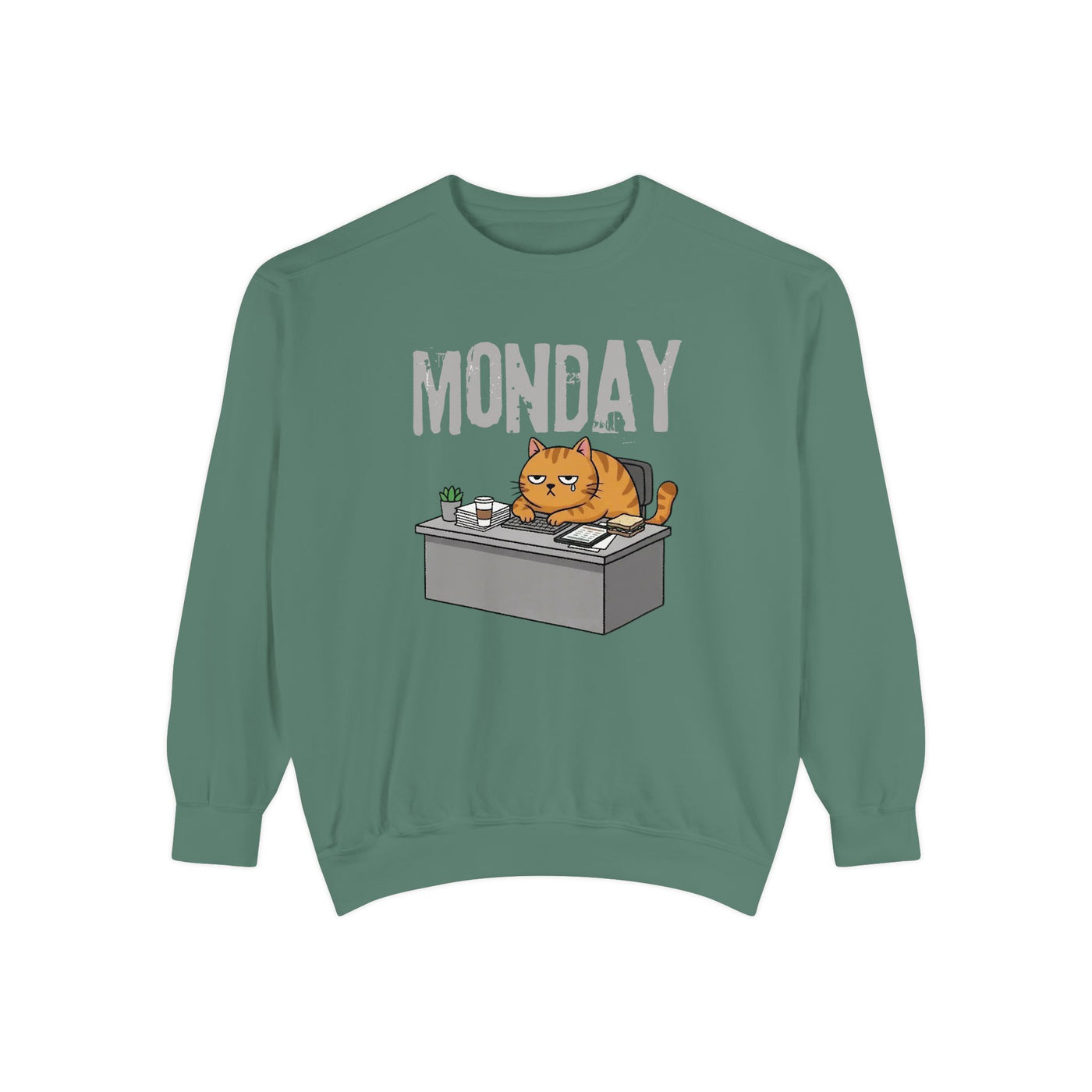 Monday Face Cat Stares Blankly Unisex Crewneck Sweatshirt style 6