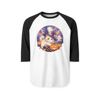 Halloween Cute Kitten Anime Unisex Raglan Shirt style 5