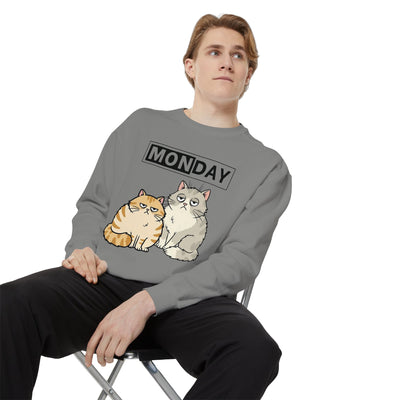 Monday Face Cat Stares Blankly Unisex Crewneck Sweatshirt style 1