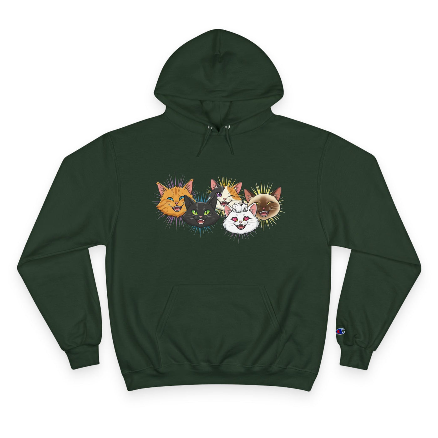 Playful Cat Champion Unisex Hoodie | Cozy Cat Lover Pullover, Pet Themed Gift, Cute Animal Apparel, Perfect for Cat Days