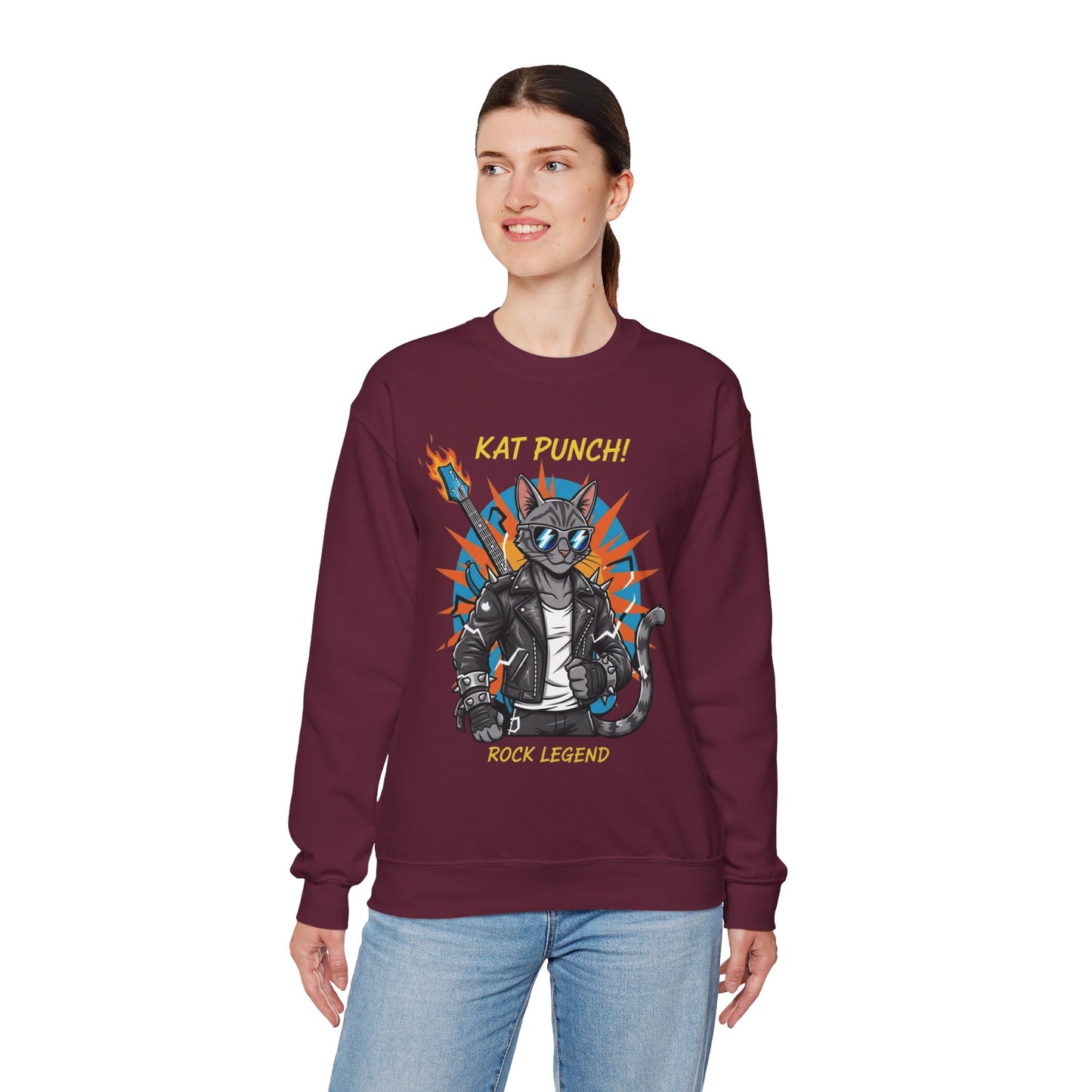Cool Cat Unisex Heavy Blend Crewneck Sweatshirt style 1