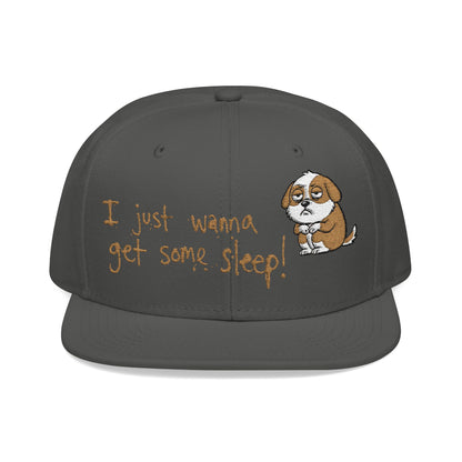 I just wanna get some sleep Embroidered Cute Puppy Snapback Hat