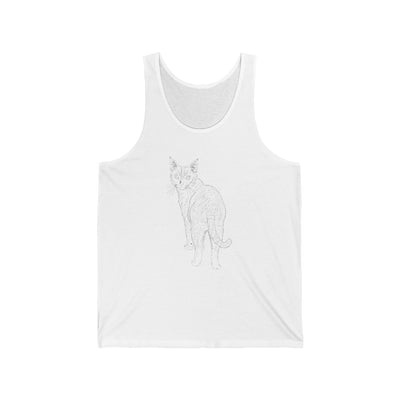 Cat Sketch Unisex Jersey Tanktop - Lightweight Fashion for Animal Lovers