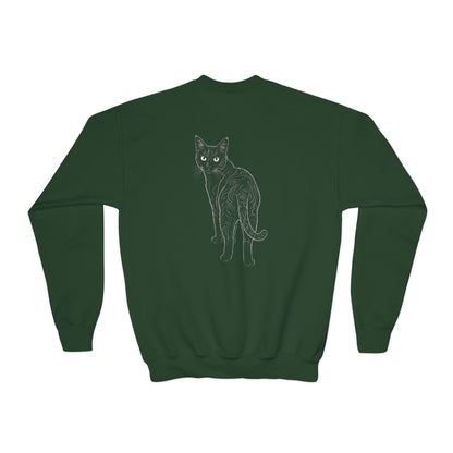Black Cat - Cozy Unisex Youth Crewneck Sweatshirt style 1