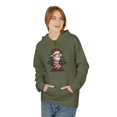 Adorable kitten hiding in Christmas stocking style 3 Cozy Graphic Unisex Midweight Softstyle Fleece Hoodie