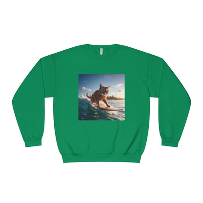 Surfing Cat Unisex NuBlend Crewneck Sweatshirt style 1