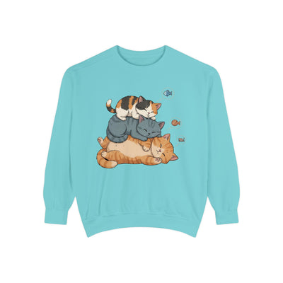 3 Cute Sleeping Cats style 2 Cozy Graphic Unisex Crewneck Sweatshirt