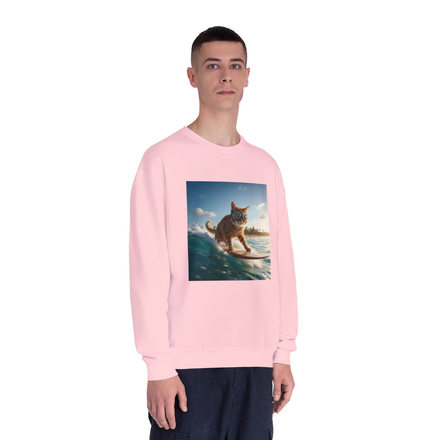 Surfing Cat Unisex NuBlend Crewneck Sweatshirt style 1