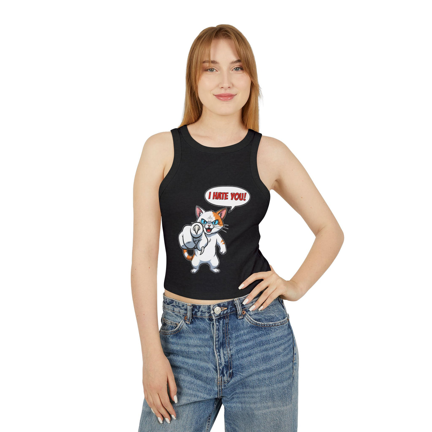 Angry Cat 'I Hate You' Graphic style 2 Women Tank Top